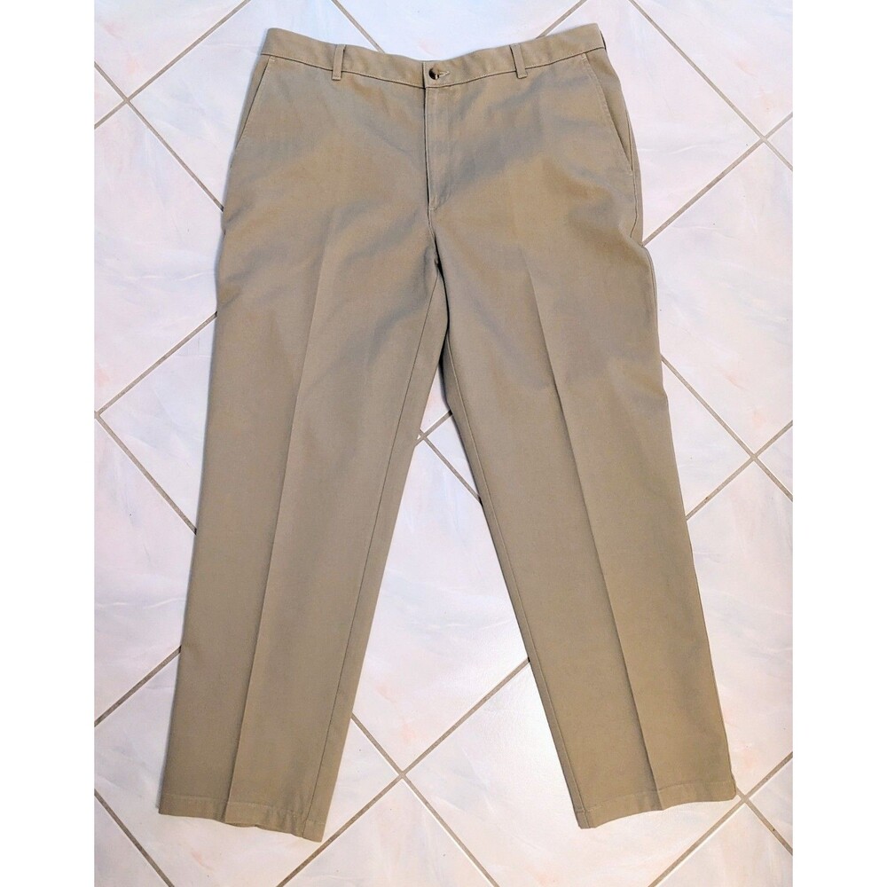 VanHeusen Men's Pants 38x32 Beige 100% Cotton Classic Fit Business Casual